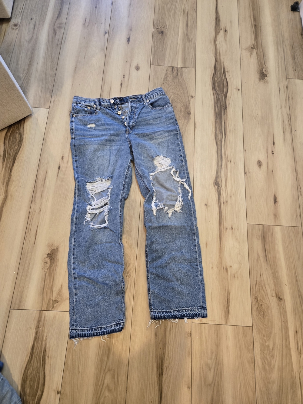 Aeropostale Light Blue Distressed Straight Leg Jeans